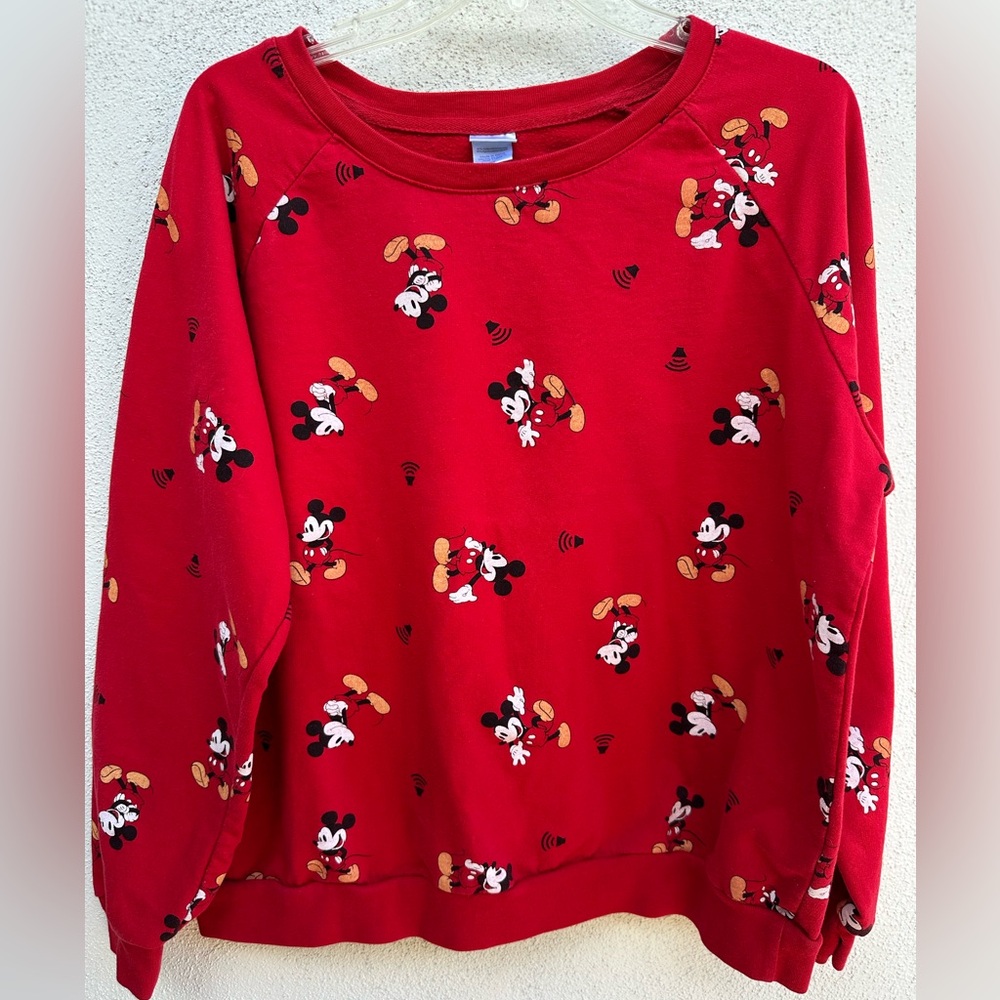 Disney Red Crewneck Sweatshirt with Mickey Detail